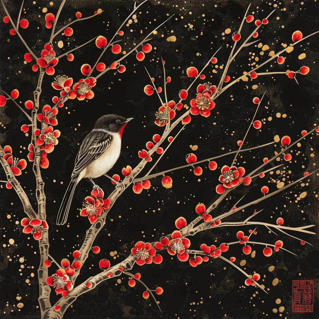 January — pine and a bird, one of the twelve hwatu months